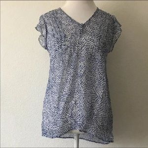 Joie Blue White Graphic Dot Silk Aceline Blouse